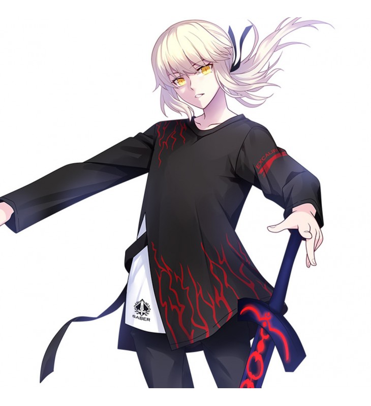 Unisex Fate Saber Anime T-shirts,Long Sleeve 3D Printed Cosplay Costume