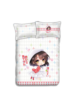 Megumi Kato - SaeKano Anime 4 Pieces Bedding Sets,Bed Sheet Duvet Cover with Pillow Covers