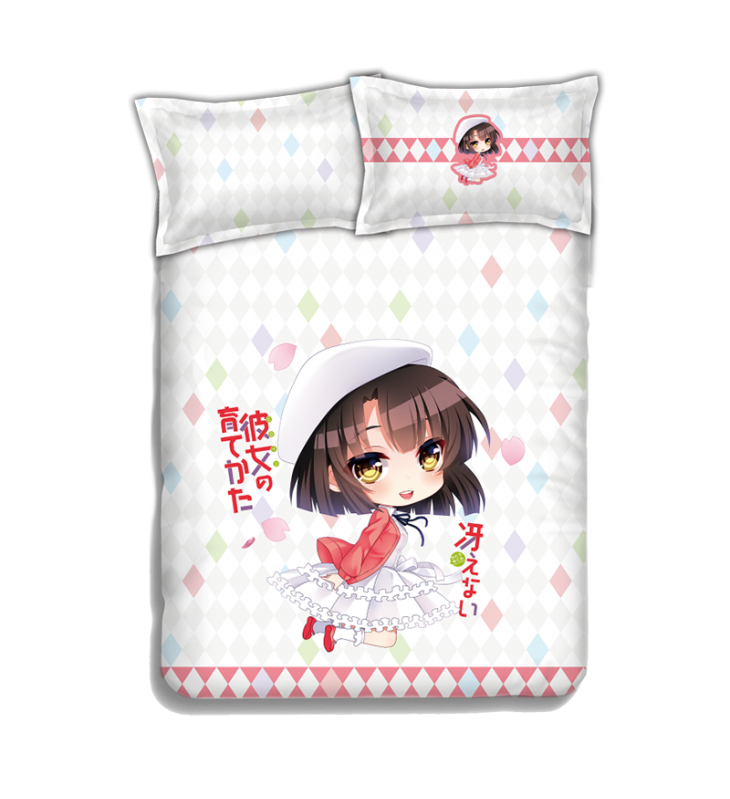 Megumi Kato - SaeKano Anime 4 Pieces Bedding Sets,Bed Sheet Duvet Cover with Pillow Covers