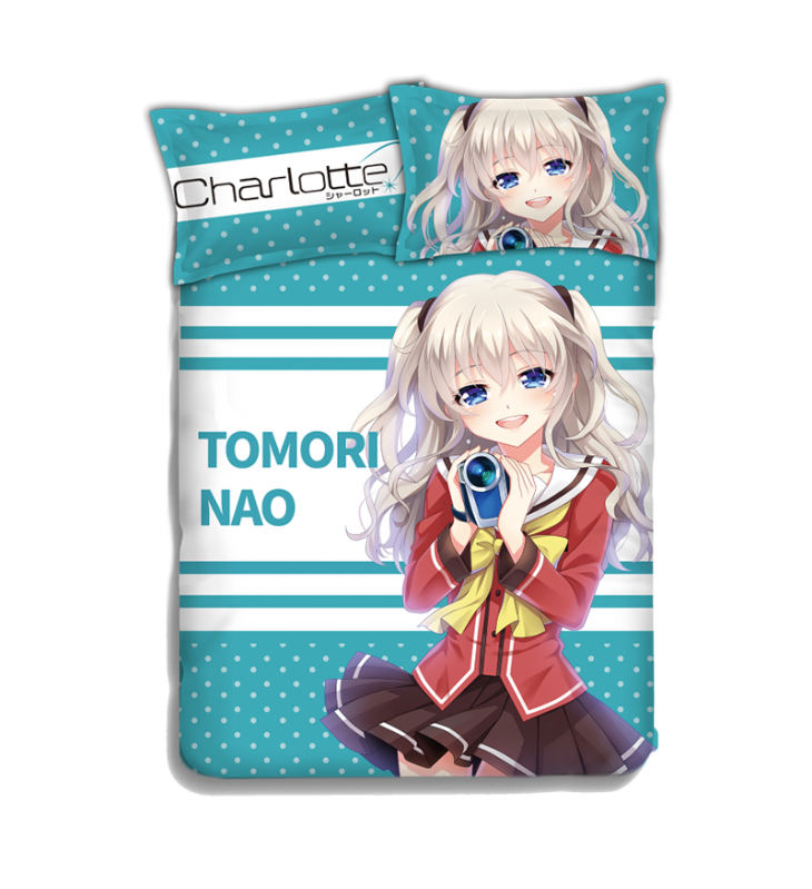 Chalotte Japanese Anime Bed Blanket Duvet Cover with Pillow Covers