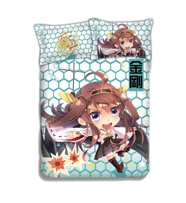 Kongou - Kantai Collection Anime 4 Pieces Bedding Sets,Bed Sheet Duvet Cover with Pillow Covers
