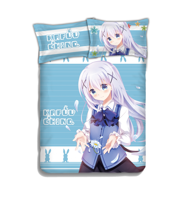 Chino Kafuu - Is the Order Rabbit Japanese Anime Bed Sheet Duvet Cover with Pillow Covers