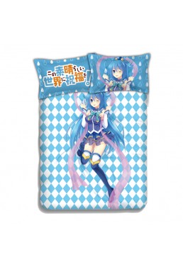 Aqua-KonoSuba Japanese Anime Bed Blanket Duvet Cover with Pillow Covers