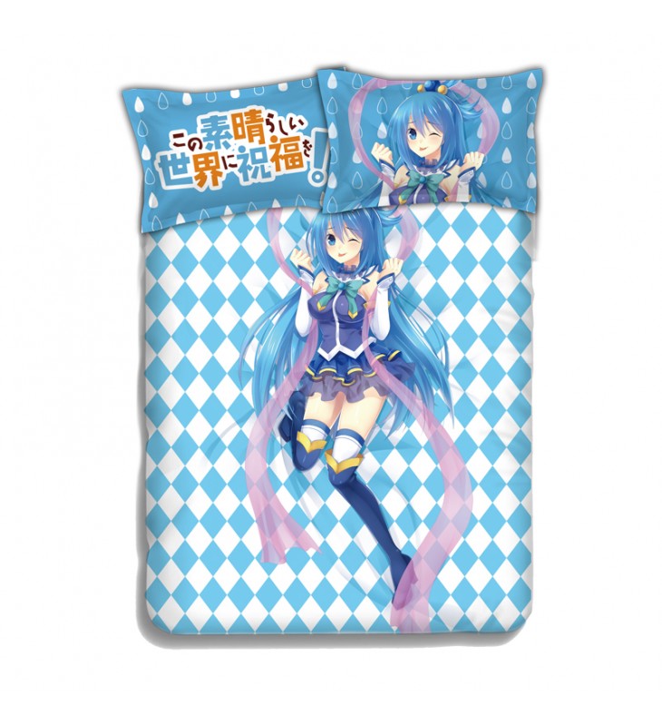 Aqua-KonoSuba Japanese Anime Bed Blanket Duvet Cover with Pillow Covers