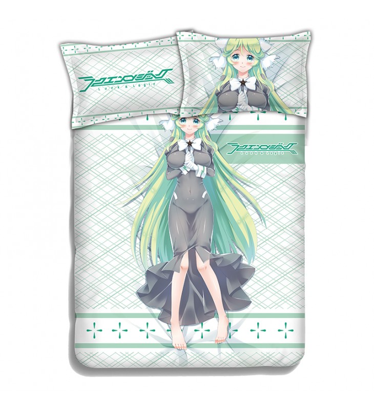 Athena -Luck Logic Anime 4 Pieces Bedding Sets,Bed Sheet Duvet Cover with Pillow Covers