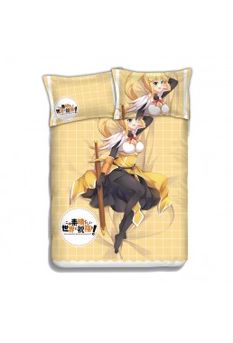 Darkness -KonoSuba Anime 4 Pieces Bedding Sets,Bed Sheet Duvet Cover with Pillow Covers