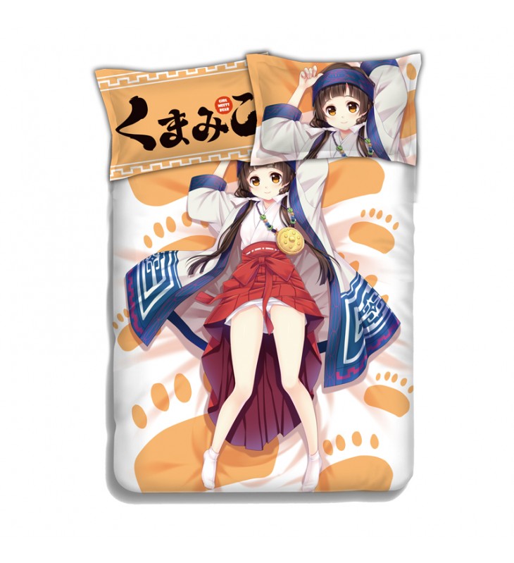 Machi Amayadori - Kuma Miko Girl Meets Bear Anime 4 Pieces Bedding Sets,Bed Sheet Duvet Covers