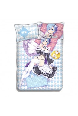 Rem - Re Zer Japanese Anime Bed Sheet Duvet Cover with Pillow Covers