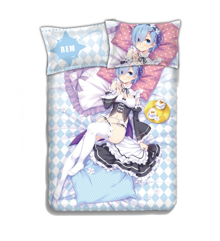 Rem - Re Zer Japanese Anime Bed Sheet Duvet Cover with Pillow Covers