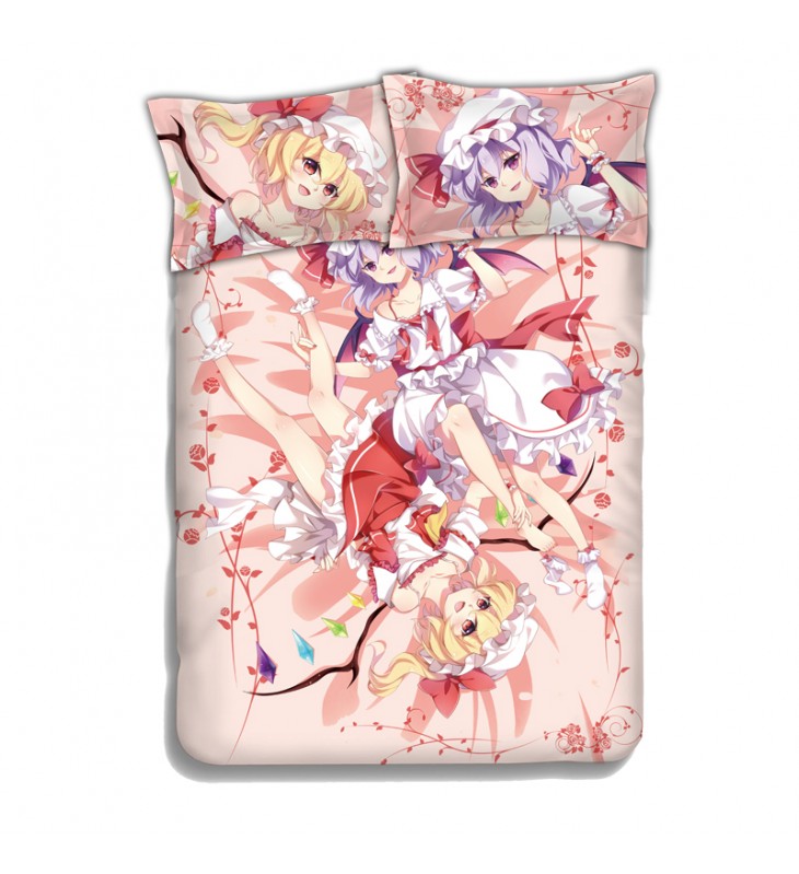 Flandre Scarlet Remilia Scarlet-Touhou Project Anime 4 Pieces Bedding Sets,Bed Sheet Duvet Cover