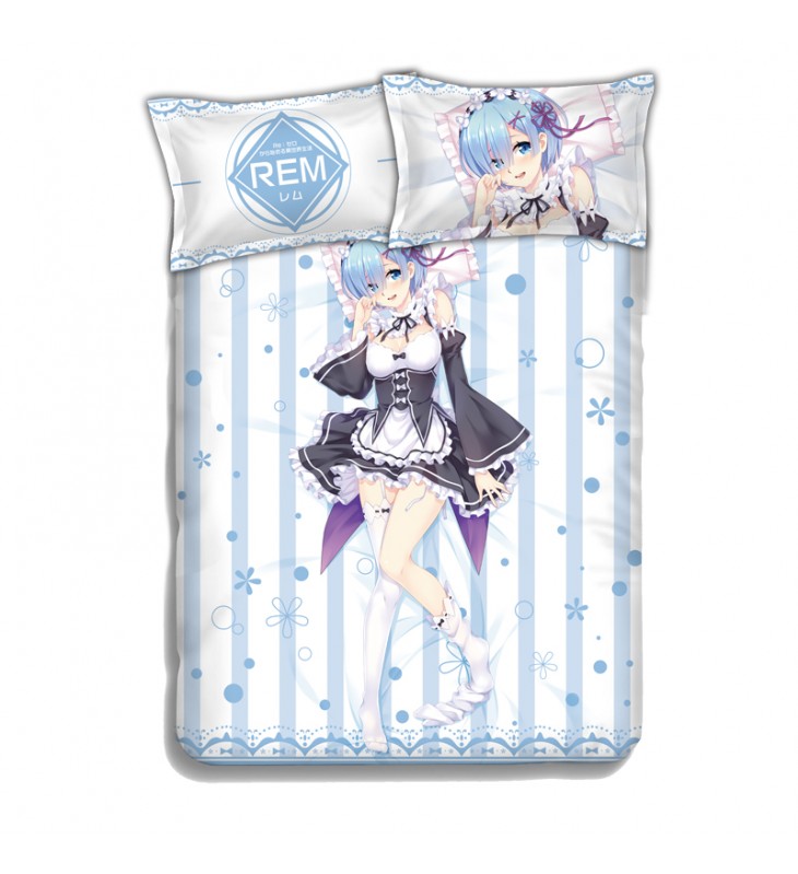 Rem - ReZero Japanese Anime Bed Blanket Duvet Cover with Pillow Covers