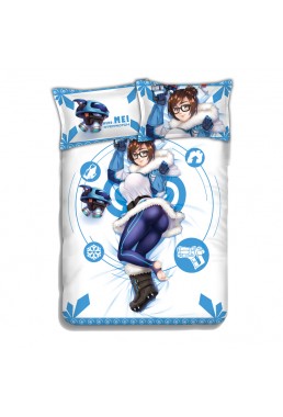 Mei - Overwatch Anime 4 Pieces Bedding Sets,Bed Sheet Duvet Cover with Pillow Covers