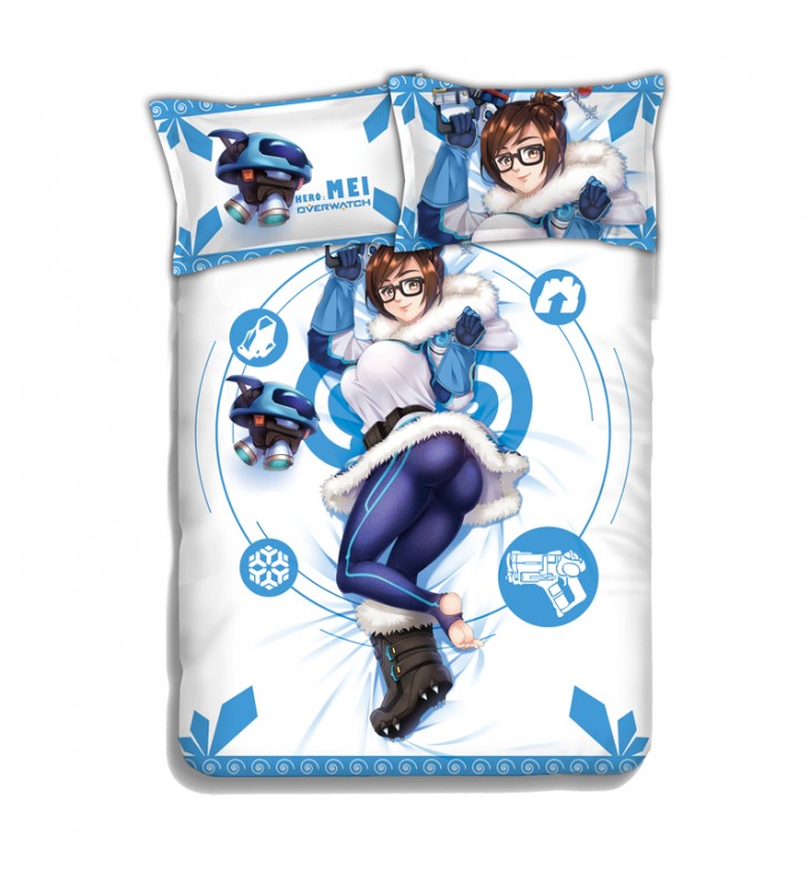 Mei - Overwatch Anime 4 Pieces Bedding Sets,Bed Sheet Duvet Cover with Pillow Covers