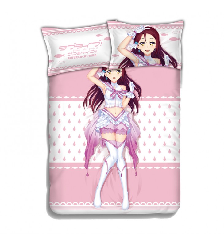 Sakurauchi Riko-LoveLive Sunshine Anime 4 Pieces Bedding Sets,Bed Sheet Duvet Cover with Pillow Covers