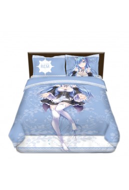 Rem - Re Zero Japanese Anime Bed Blanket Duvet Cover with Pillow Covers