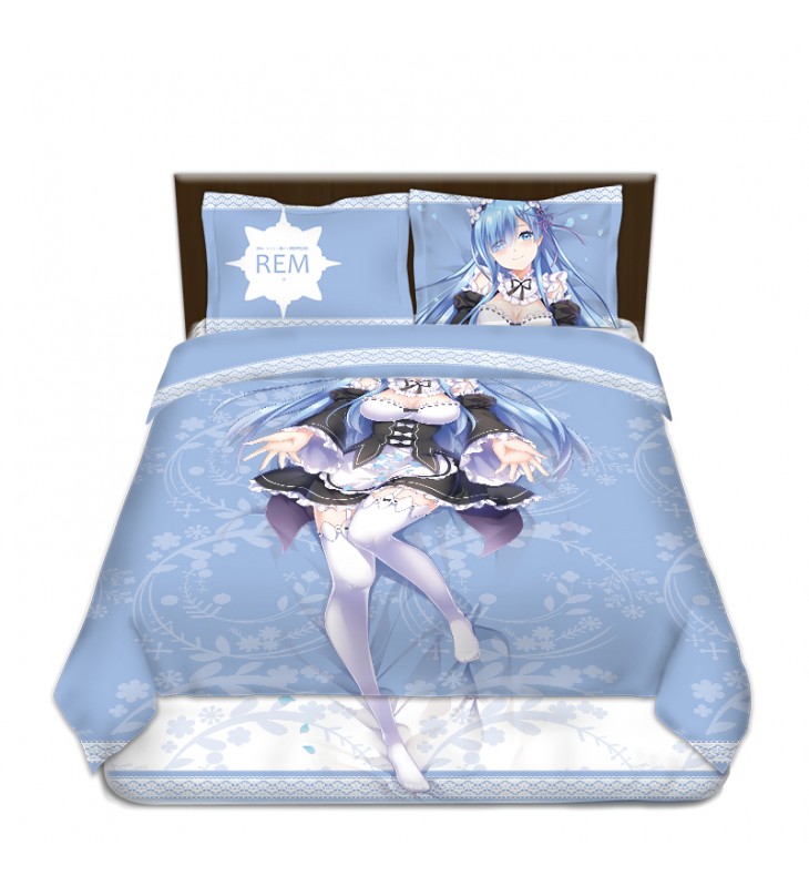 Rem - Re Zero Japanese Anime Bed Blanket Duvet Cover with Pillow Covers