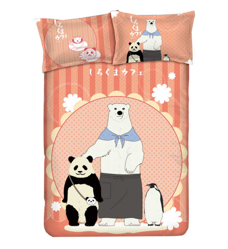 Panda - Shirokuma Cafe-Anime 4 Pieces Bedding Sets,Bed Sheet Duvet Cover with Pillow Covers