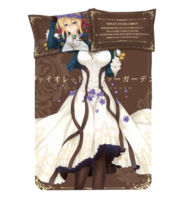 Violet Evergarden Japanese Anime Bed Sheet Duvet Cover with Pillow Covers