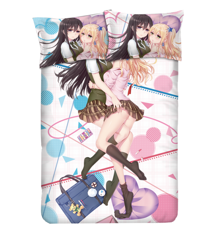 Mei Aihara and Yuzu Aihara - Citrus Anime 4 Pieces Bedding Sets,Bed Sheet Duvet Cover with Pillow Covers