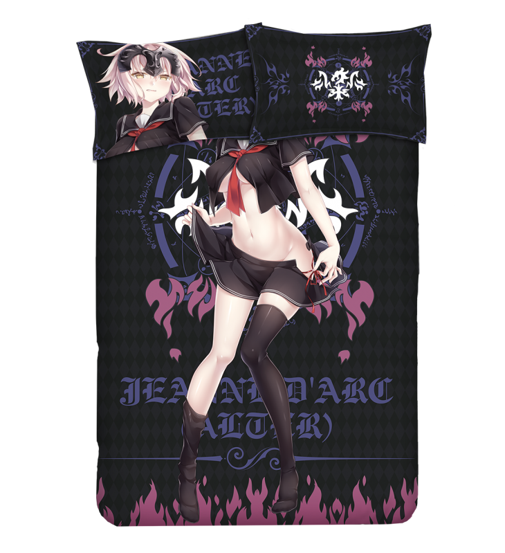 Jeanne d'Arc-Fate Grand order Anime 4 Pieces Bedding Sets,Bed Sheet Duvet Cover with Pillow Covers