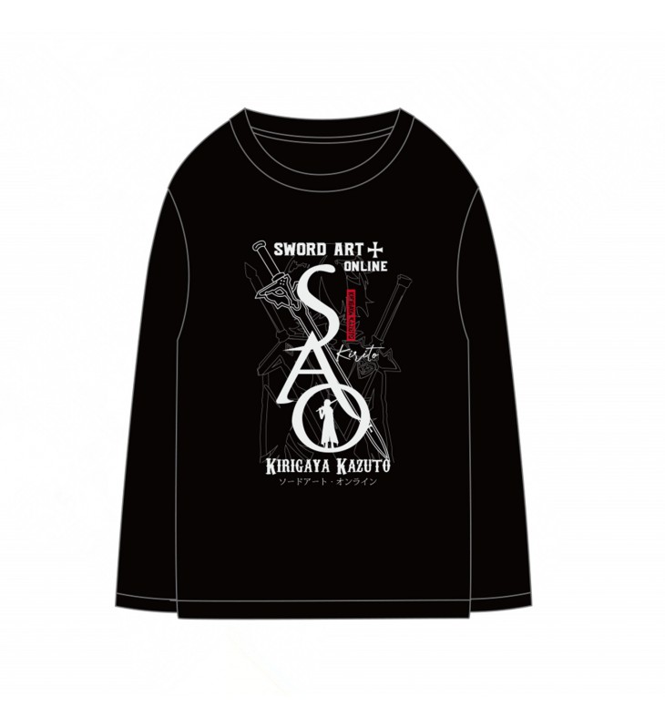 Kirigaya Kazuto Sword Art Online SAO Anime Long Sleeve T-shirts Cosplay Costume Black