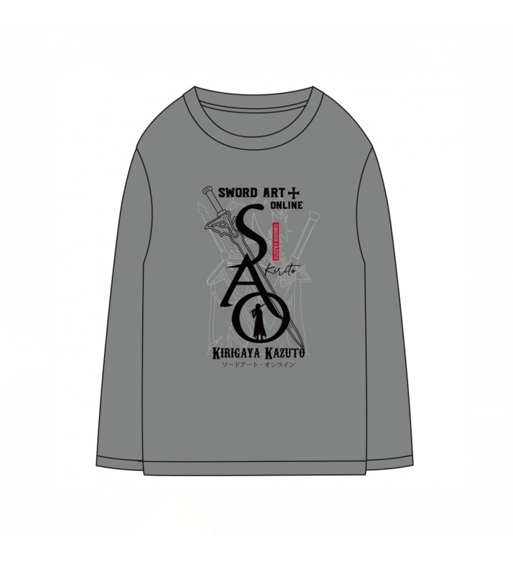 Kirigaya Kazuto Sword Art Online SAO Anime Long Sleeve T-shirts Cosplay Costume Grey