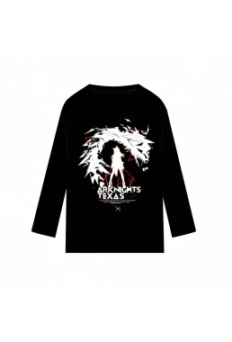 Unisex Rhodse Island Texas Arknights Anime Long Sleeve T-shirts Cosplay Costume Black
