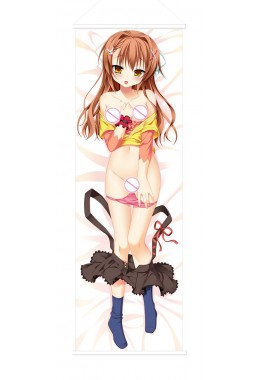 Brown Haired Lady Scroll Painting Wall Picture Anime Wall Scroll Hanging Deco