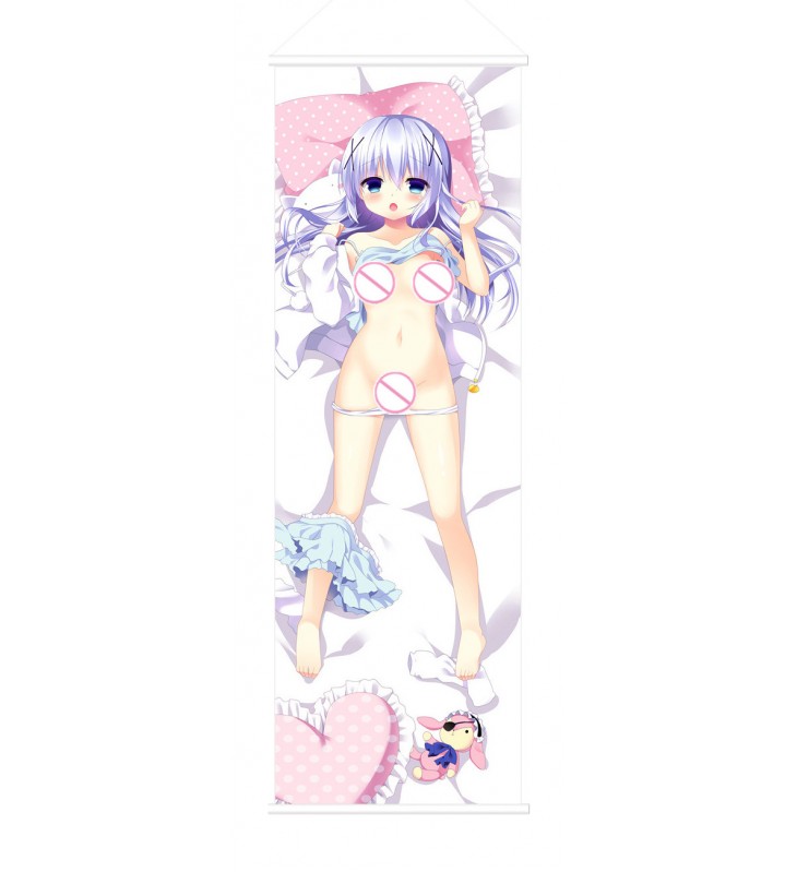 Chino Kafuu Is the Order Rabbit Scroll Painting Wall Picture Anime Wall Scroll Hanging Deco