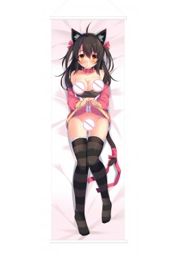 Cute Neko Girl Scroll Painting Wall Picture Anime Wall Scroll Hanging Deco