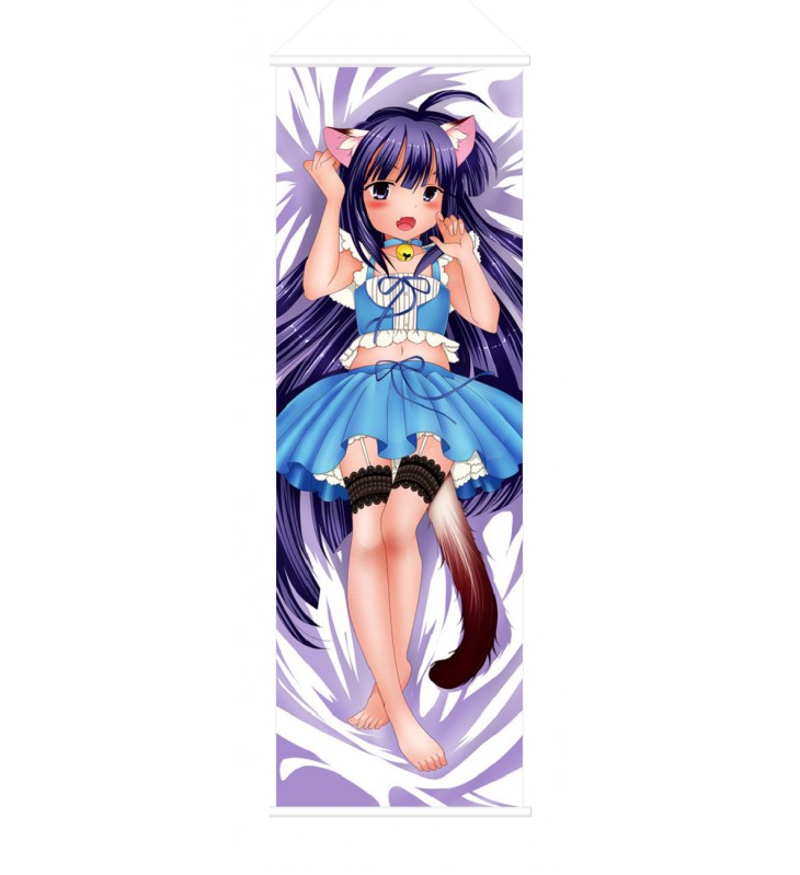 Cute Violet Hair Loli Neko Anime Wall Poster Banner Japanese Art